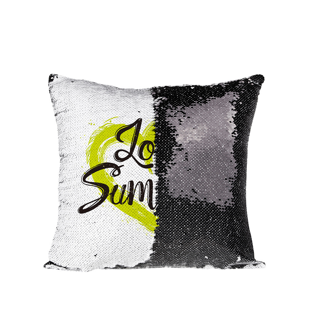 Housse de coussin à paillettes (noir/blanc)