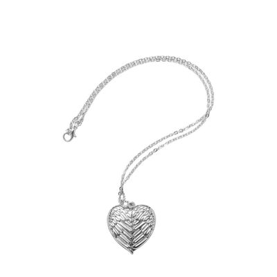 Collier coeur ailes d'ange (argent)
