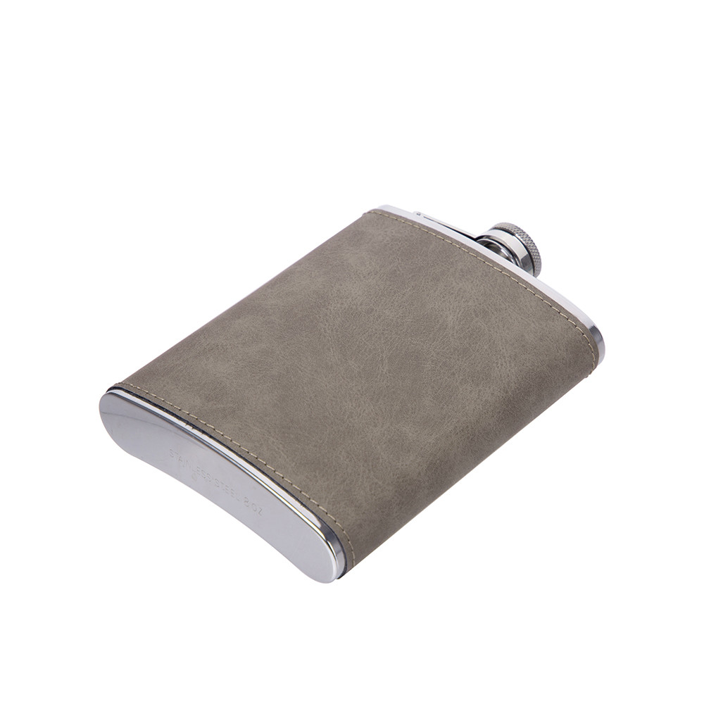 Flacon en acier inoxydable de 8 oz/240 ml avec couvercle en PU (gris foncé)