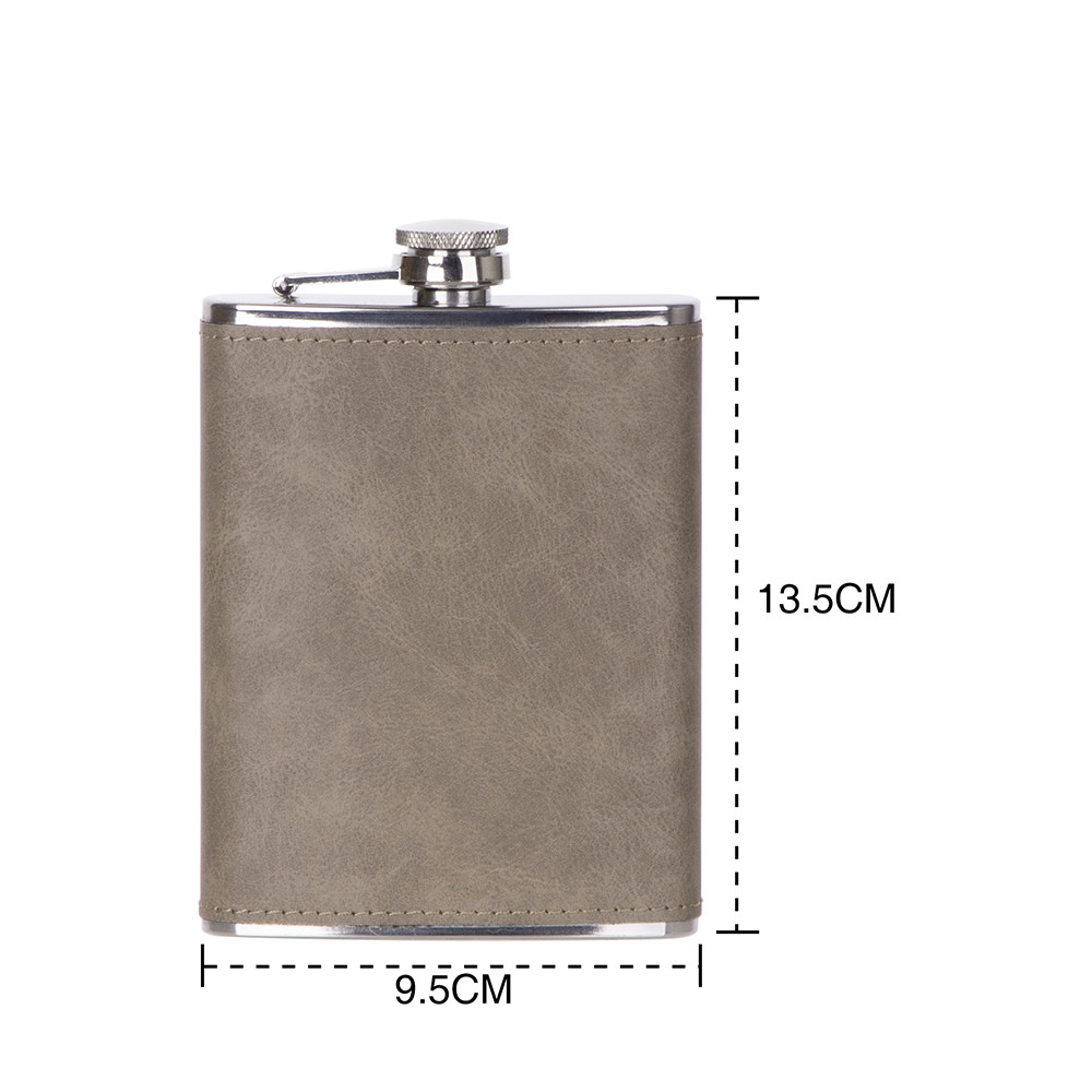 Flacon en acier inoxydable de 8 oz/240 ml avec couvercle en PU (gris foncé)