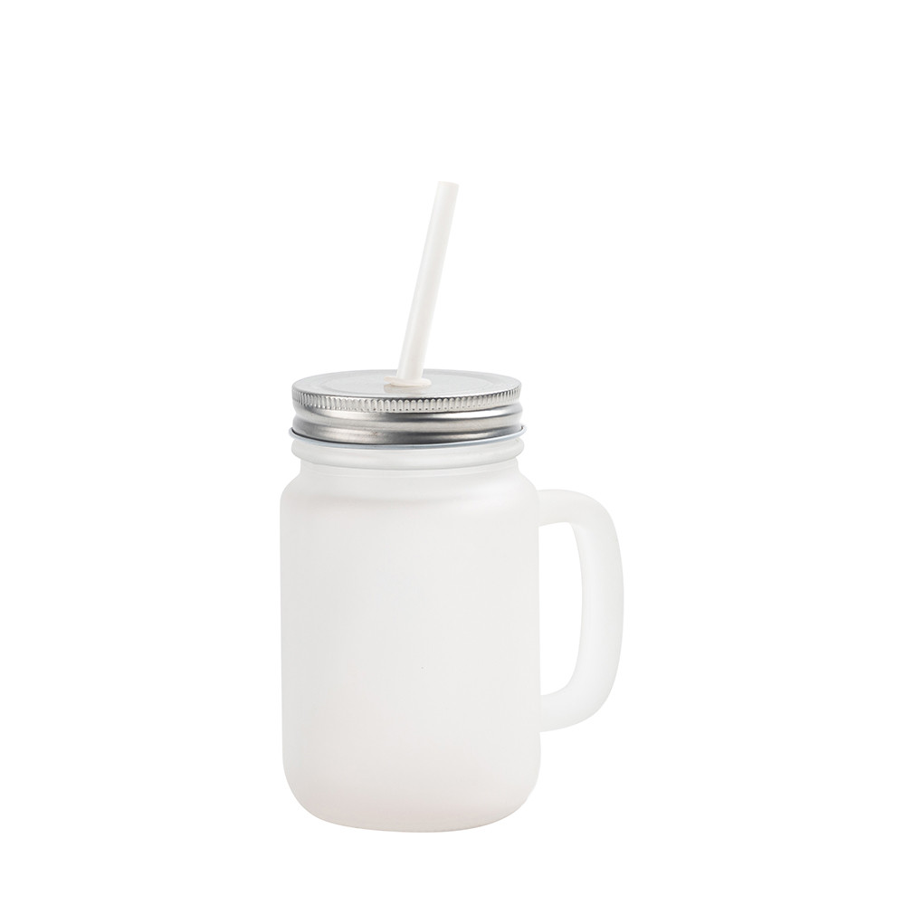Pot Mason de 12 oz/350 ml avec paille (givré)