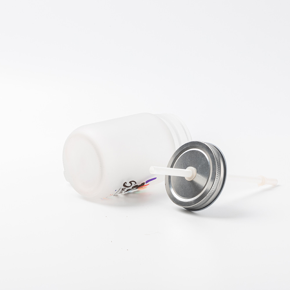 Pot Mason de 12 oz/350 ml avec paille (givré)