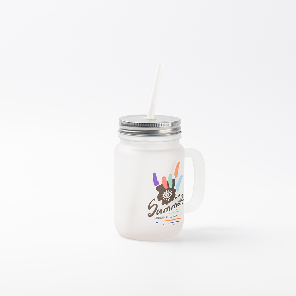 Pot Mason de 12 oz/350 ml avec paille (givré)