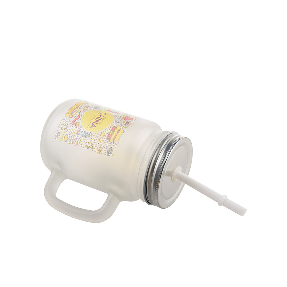 Pot Mason de 12 oz/350 ml avec paille (givré)