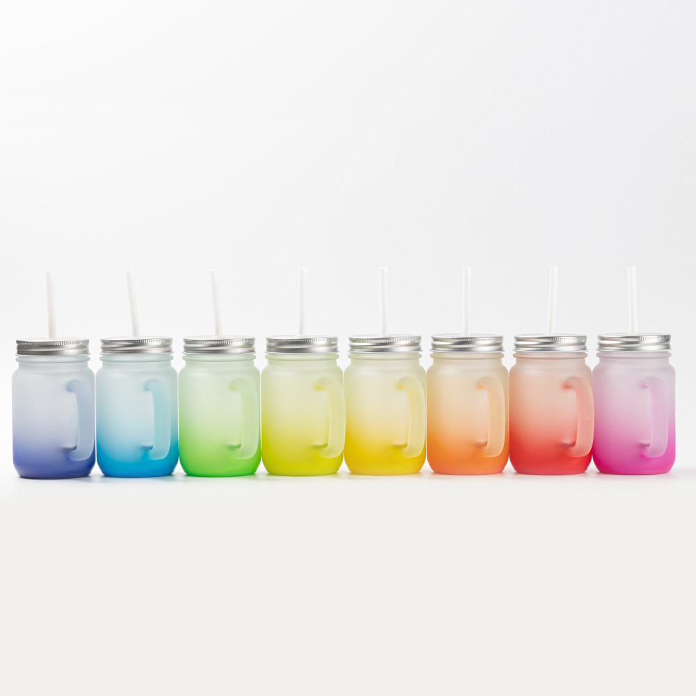 Pot Mason de 12 oz/350 ml avec paille (givré)