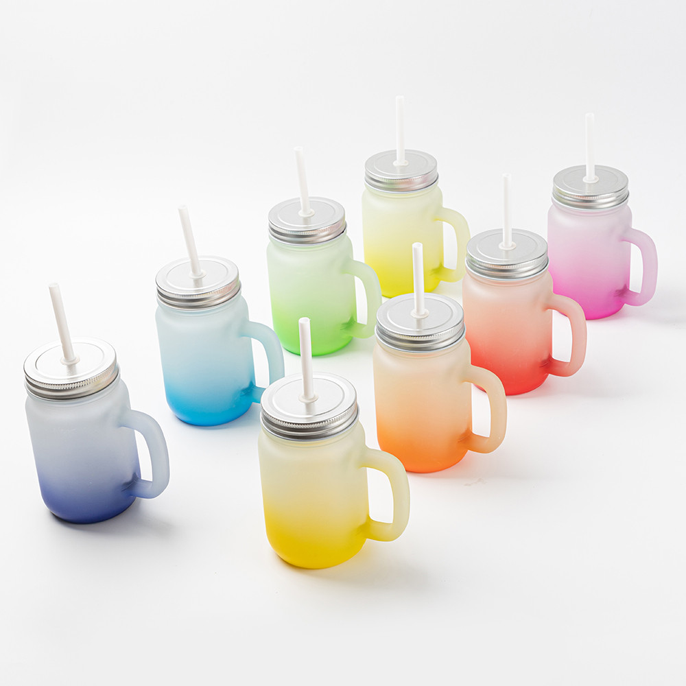 Pot Mason de 12 oz/350 ml avec paille (givré)