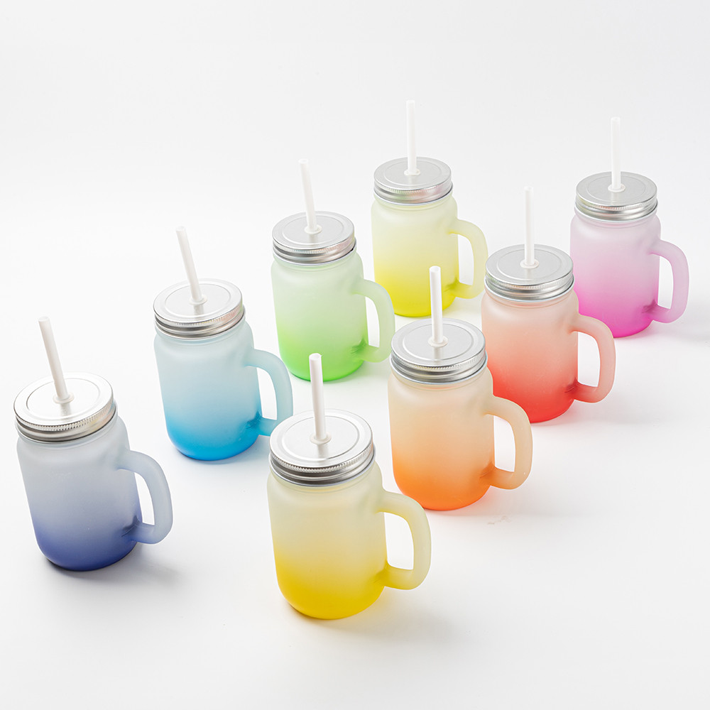 Pot Mason de 12 oz/350 ml avec paille (givré)