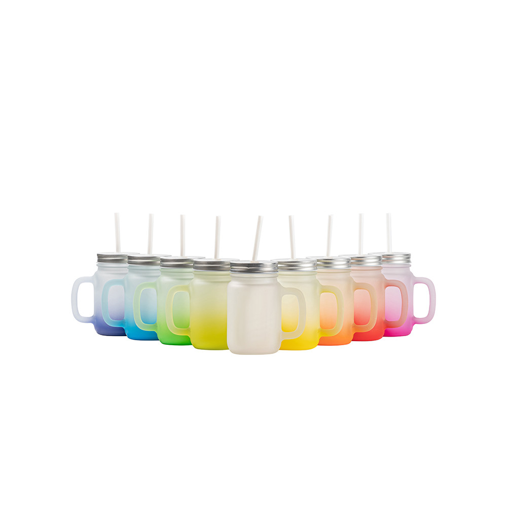 Pot Mason de 12 oz/350 ml avec paille (givré)