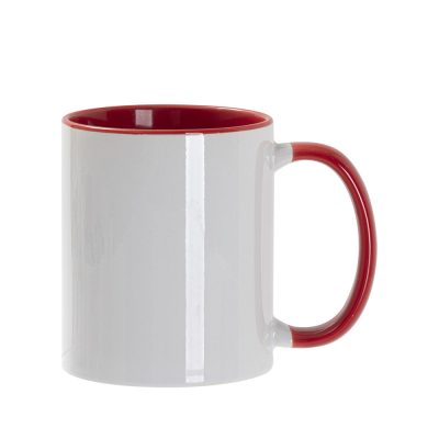 Tasse de couleur intérieure/poignée de 11 oz, rouge
