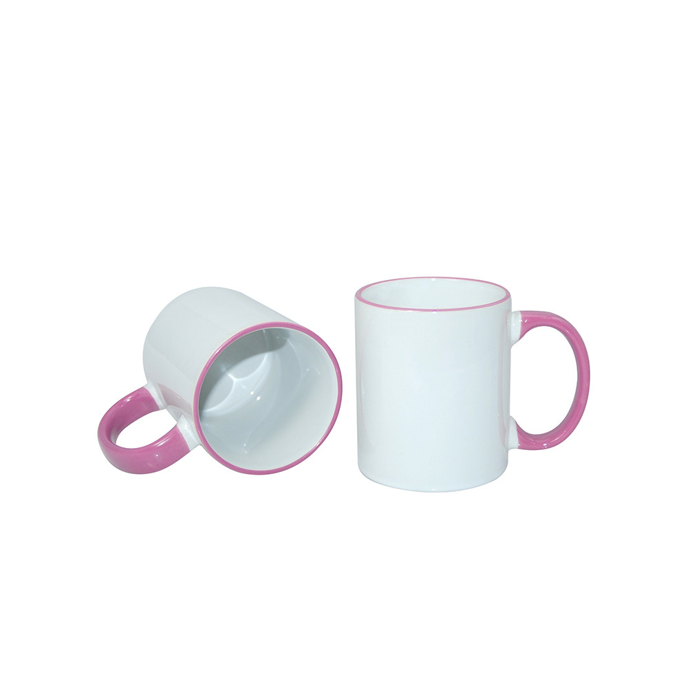 Tasse à poignée à bord de 11 oz - Rose