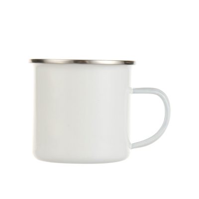 Tasse en émail de 12 oz avec fond plat