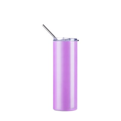 Gobelet SS à couleur changeante de 20 oz/600 ml avec paille et couvercle (activé par les UV, blanc à violet)