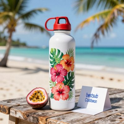 Botella deportiva portátil de aluminio delgada de 22 oz/650 ml con tapón rojo (blanca)