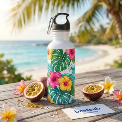 Botella de agua de aluminio de 600 ml (blanca)