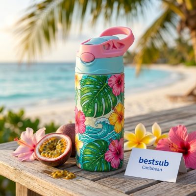 12 oz/360 ml kids' stainless steel bottle with silicone straw and pink cap (white)
