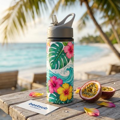 Botella de aluminio de 22 oz/650 ml con asa (blanca)