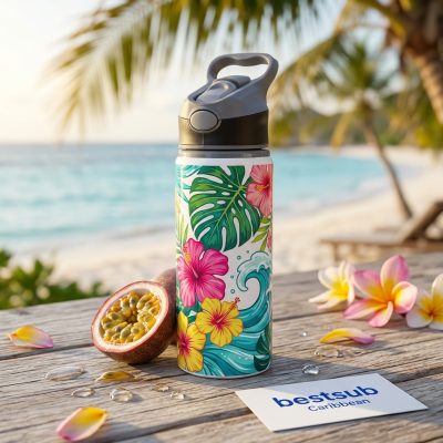 Botella de agua de aluminio de 20 OZ/650 ml con tapón negro (blanca)