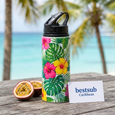 20 oz/600 ml white aluminium bottle with black straw lid