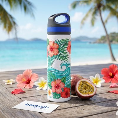 Botella de aluminio de 27 oz/800 ml con tapa azul (blanca)
