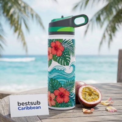 Botella de aluminio de 27 oz/800 ml con tapa verde (blanca)